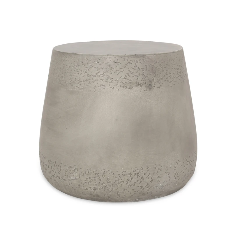 Streamdale Boho-Chic Drum Side Table Unconventional Style, Durable Concrete