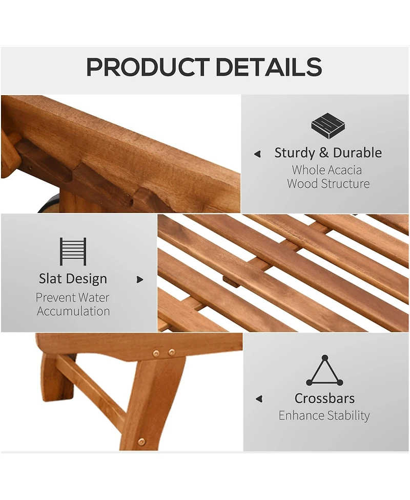 Simplie Fun Acacia Wood Chaise Lounge Foldable, Adjustable, Weather-Resistant