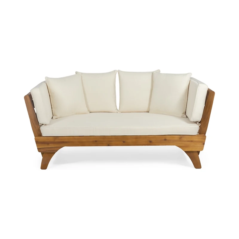 Streamdale Furniture Durable Acacia Wood Daybed with Expandable Frame and Water-Resistant Cushions