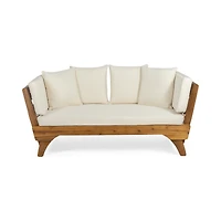 Streamdale Furniture Durable Acacia Wood Daybed with Expandable Frame and Water-Resistant Cushions