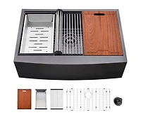 Streamdale Matte Stainless Steel Farmhouse Sink, 33 x 22 in.