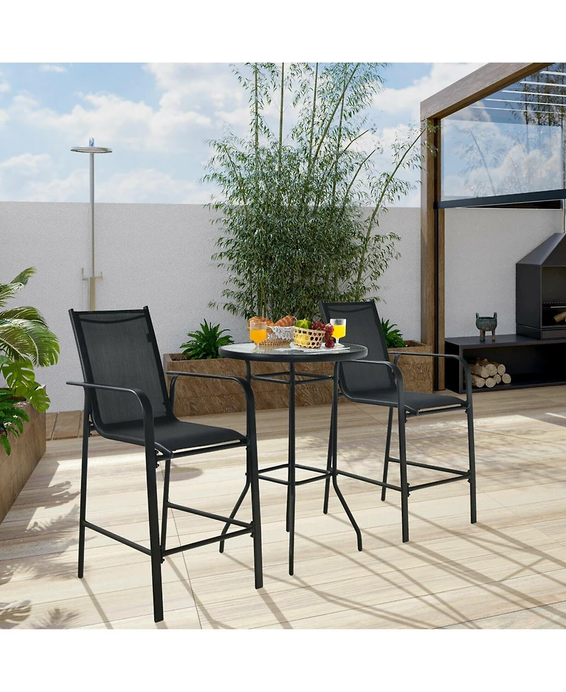 Slickblue 3 Pieces Outdoor Patio Bar Table Stool Set
