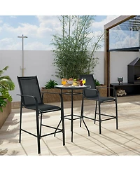 Slickblue 3 Pieces Outdoor Patio Bar Table Stool Set