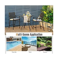 Slickblue 3 Pieces Patio Bar Set with 2 Bar Stools and 1 Square Table