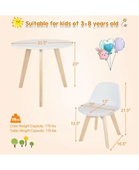 Slickblue Modern Kids Activity Play Table and 2 Chairs Set with Beech Leg Cushion-White
