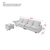 Streamdale Furniture Elegant Reversible Ottoman Sofa with Usb Ports and Storage