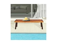 Slickblue Patio Acacia Wood Dining Bench Seat with Steel Legs