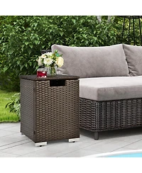 Slickblue 2-in-1 Patio Rattan Gas Propane Tank Cover for 20 lbs Propane Tanks-Brown