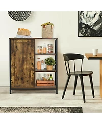 Sugift Multipurpose Freestanding Storage Cabinet with 3 Open Shelves and Doors