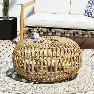 Streamdale Furniture Boho-Chic Handcrafted Faux Rattan Woven Coffee Table