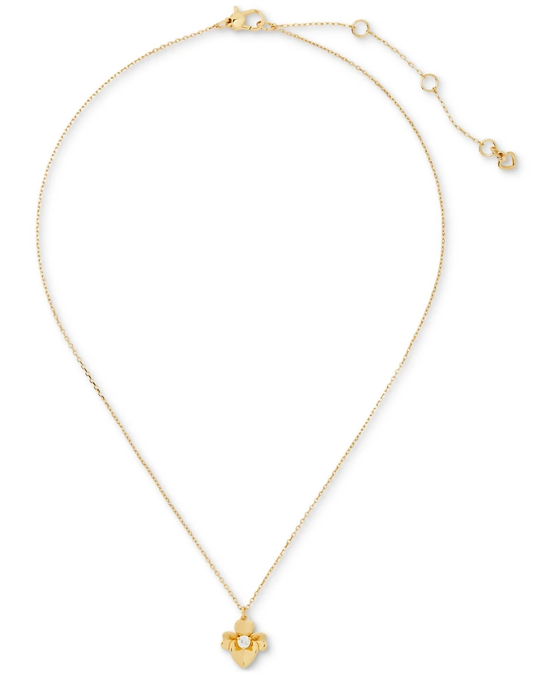 kate spade new york Gold-Tone Precious Pansy Mini Pendant Necklace, 16" + 3" extender