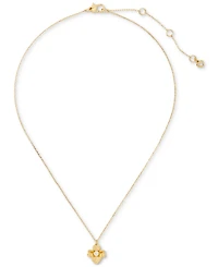 kate spade new york Gold-Tone Precious Pansy Mini Pendant Necklace, 16" + 3" extender