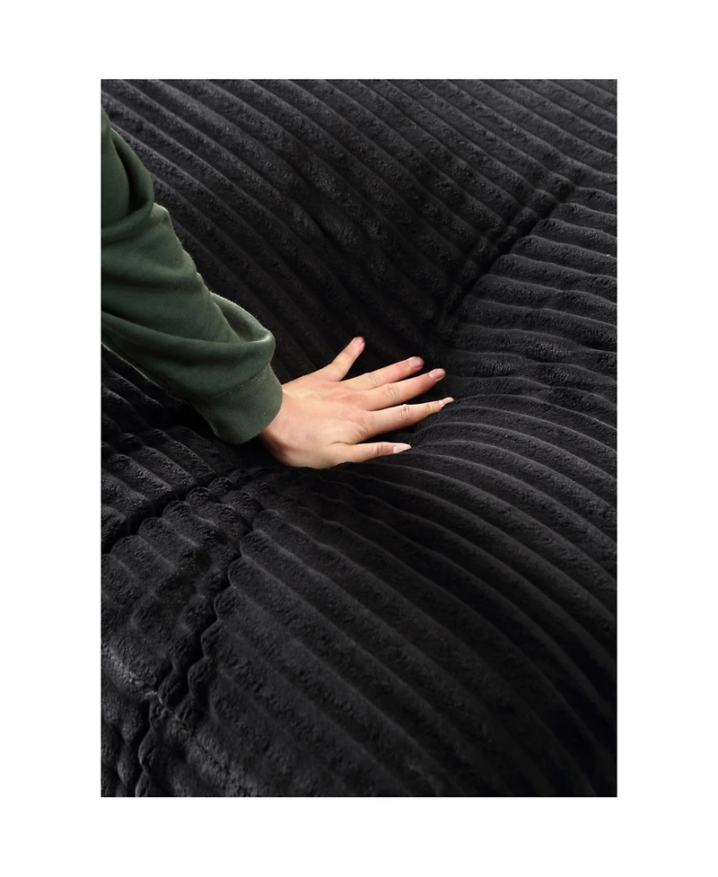 Elegant Corduroy Sofa Bed with Square Arms and Plush Cushion
