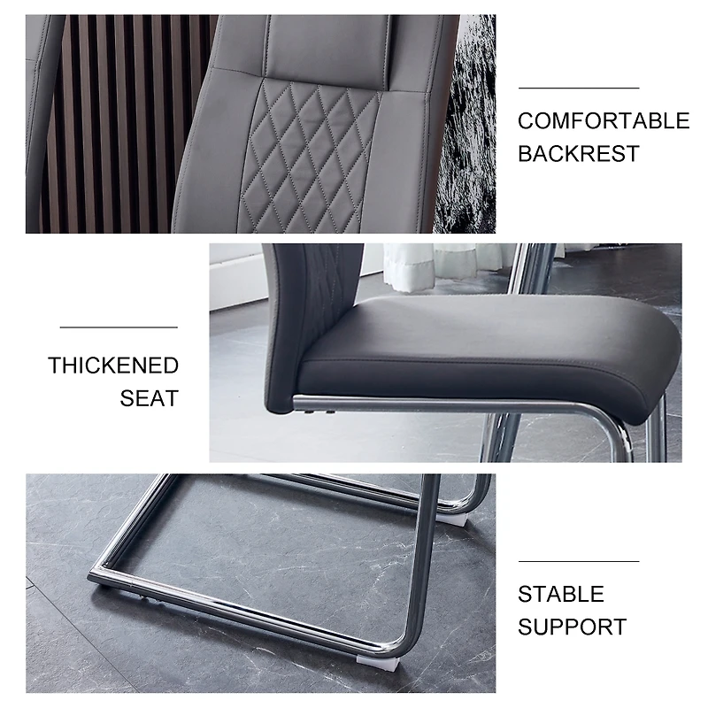 Simplie Fun Modern Pu Leather Dining Chairs with Metal Legs | Easy Assembly
