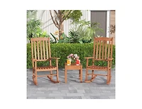 Slickblue Eucalyptus Wood Rocker Chair with Stable and Safe Rocking Base for Garden