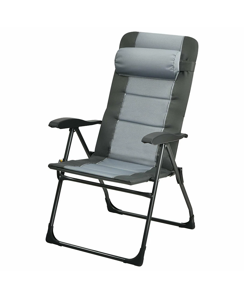 Slickblue Set of 2 Patiojoy Patio Folding Dining Chair with Ottoman Set Recliner Adjustable-Grey