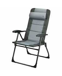 Slickblue Set of 2 Patiojoy Patio Folding Dining Chair with Ottoman Set Recliner Adjustable-Grey