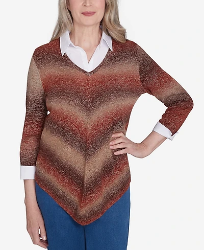 Alfred Dunner Classic Chevron Ombre Woven Sweater