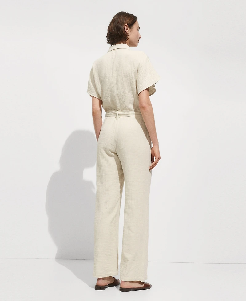 Mango Women's Belt Long Jumpsuit