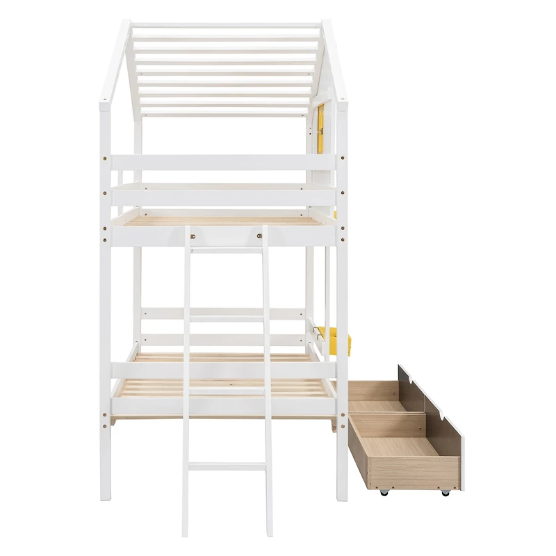 Streamdale Twin Bunk Bed with Drawers, Storage, and Playhouse