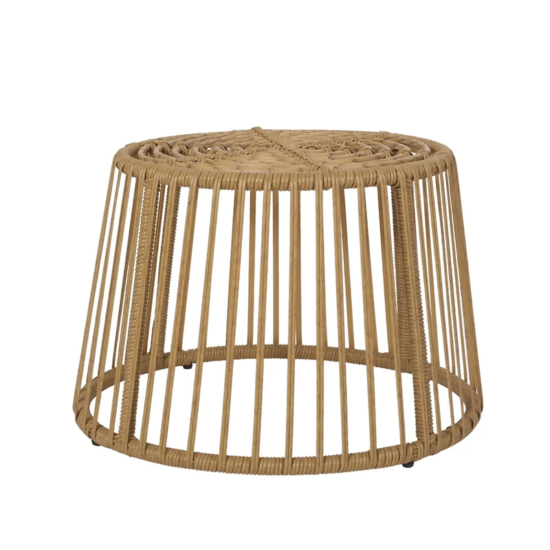 Streamdale Furniture Earthy Boho Wicker Rattan Cage Side Table for Outdoor Decor