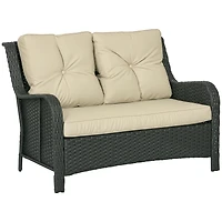 Outsunny 3-Seater Outdoor Sofa w/ 4" Thick Cushions, Outdoor Couch, Beige