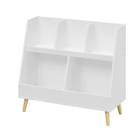 Simplie Fun Modern Kids Bookshelf with Storage Bins for Books, Toys & Games