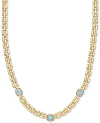 Amethyst (1-1/5 ct. t.w.) & White Topaz (1/20 Panther Link 17" Collar Necklace 14k Gold-Plated Sterling Silver (Also Sky Blue Topaz)