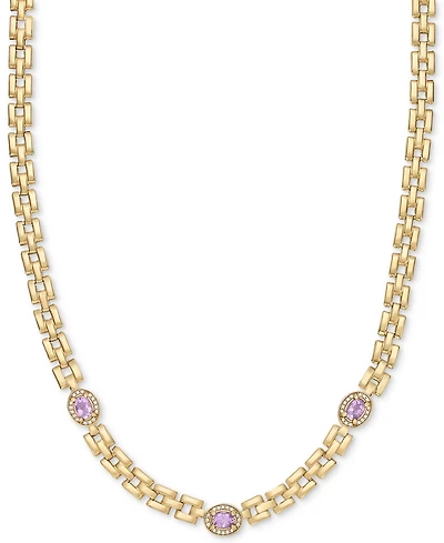 Amethyst (1-1/5 ct. t.w.) & White Topaz (1/20 Panther Link 17" Collar Necklace 14k Gold-Plated Sterling Silver (Also Sky Blue Topaz)