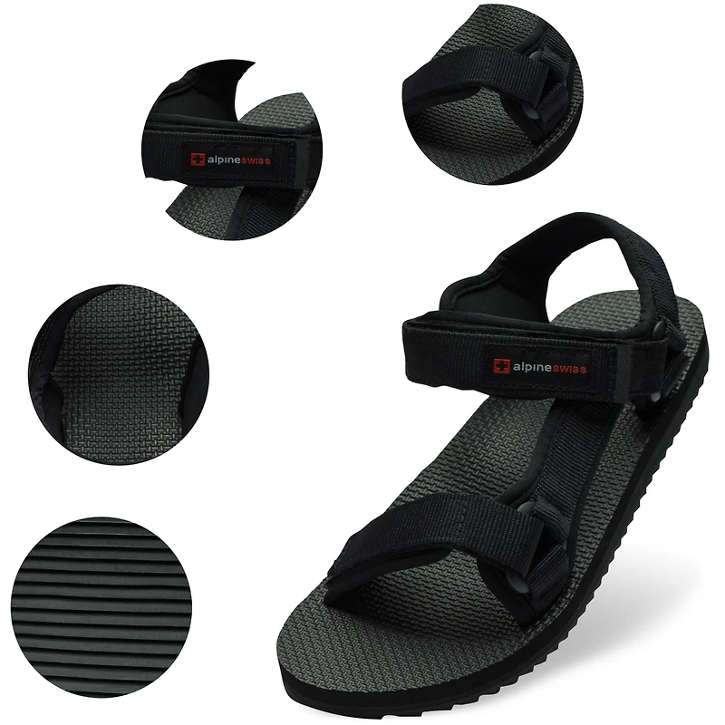 Alpine Swiss Men's Reid Sport Sandals Athletic Open Toe Outdoor Walking Shoe Adjustable Strap Cushion Eva Footbed Durable Stylish Summer Comfort Sanda