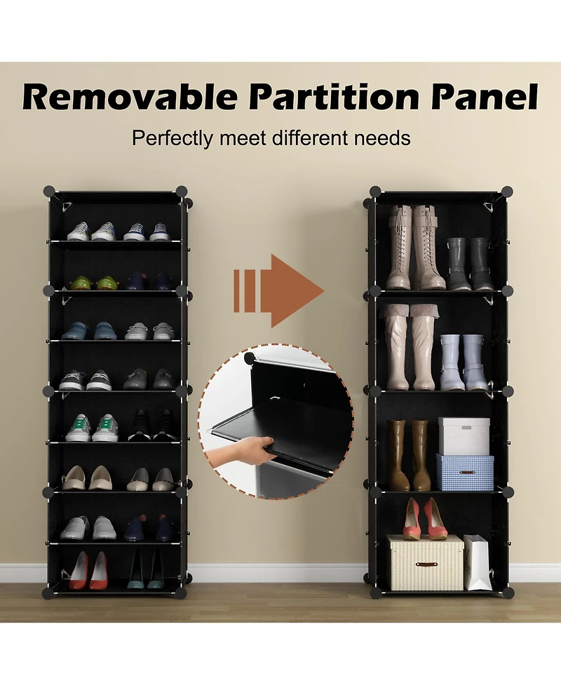 Portable Shoe Rack Organizer 12-Cube 48 Pair Shelf Storage Cabinet w/Hook