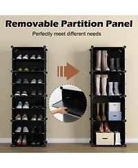 Portable Shoe Rack Organizer 12-Cube 48 Pair Shelf Storage Cabinet w/Hook