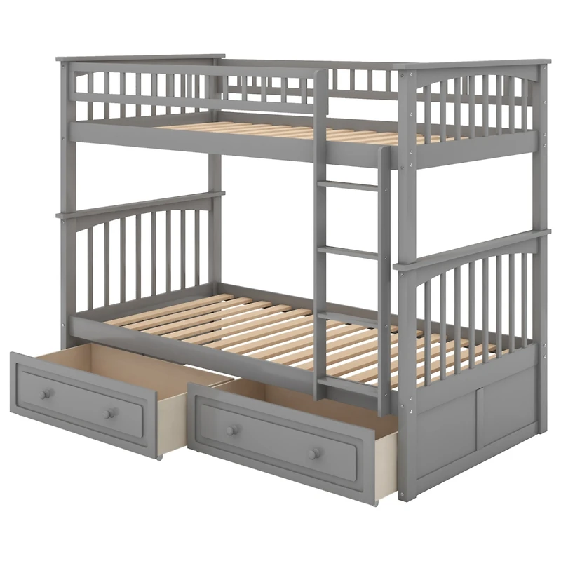 Streamdale Twin Over Bunk Bed With Drawers, Convertible Beds