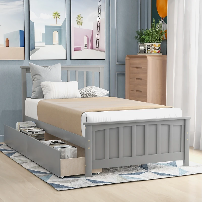 Streamdale Twin Size Platform Bed With Two Drawers