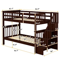 Streamdale Twin-Over-Twin Bunk Bed with Storage and Rail