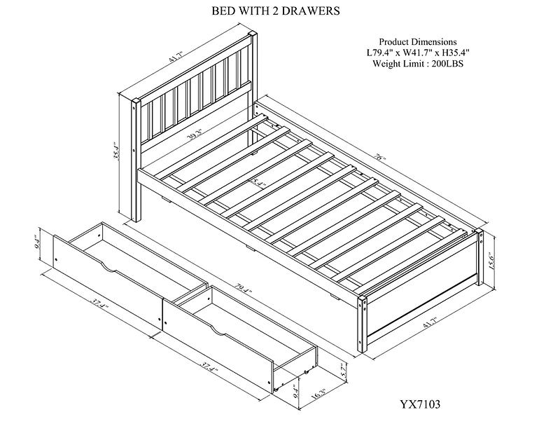 Streamdale Modern Twin Platform Bed with Storage