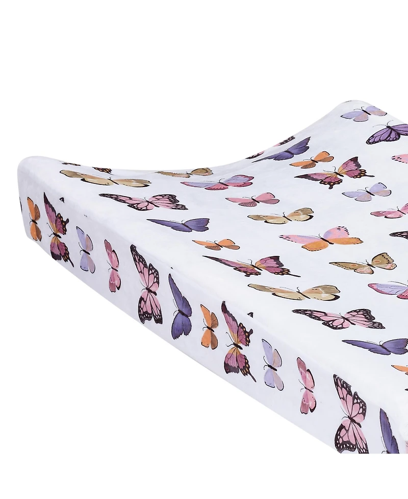 Lambs & Ivy Butterfly Dreams Soft/Cozy Fleece Changing Pad Cover - White