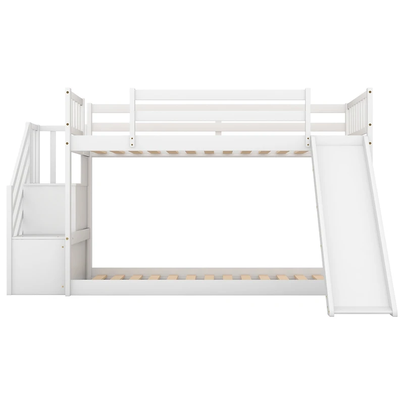 Streamdale Twin Over Bunk Bed With Convertible Slide And Stairway