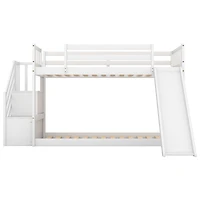 Streamdale Twin Over Bunk Bed With Convertible Slide And Stairway