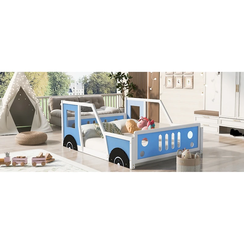 Streamdale Full Classic Car-Shaped Platform Bed With Wheels