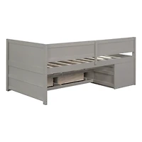 Streamdale Twin Daybed With Drawers And Shelves, Gray