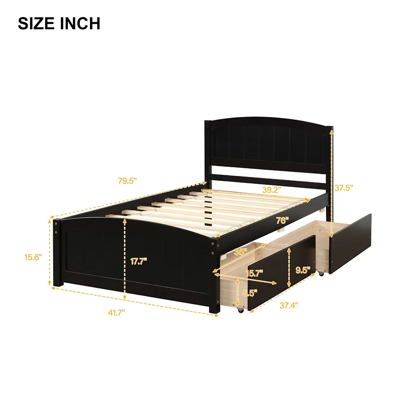 Streamdale Twin Platform Bed With Two Drawers