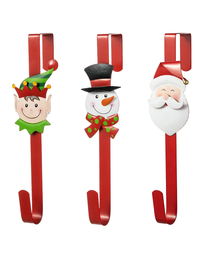 Glitzhome 14 H Set of 3 Christmas Metal Elf, Snowman Santa Wreath Hanger