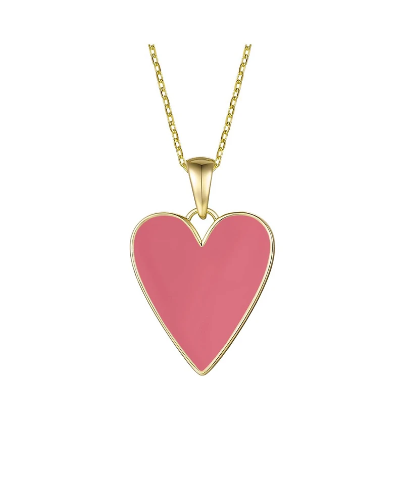GiGiGirl Children's 14k Gold Plated with Rich Magenta Enamel Elongated Heart Pendant Necklace