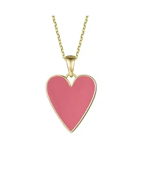 GiGiGirl Children's 14k Gold Plated with Rich Magenta Enamel Elongated Heart Pendant Necklace
