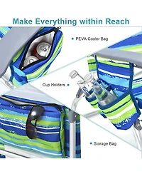 Slickblue 2 Packs 5-Position Outdoor Folding Backpack Beach Table Chair Reclining Set