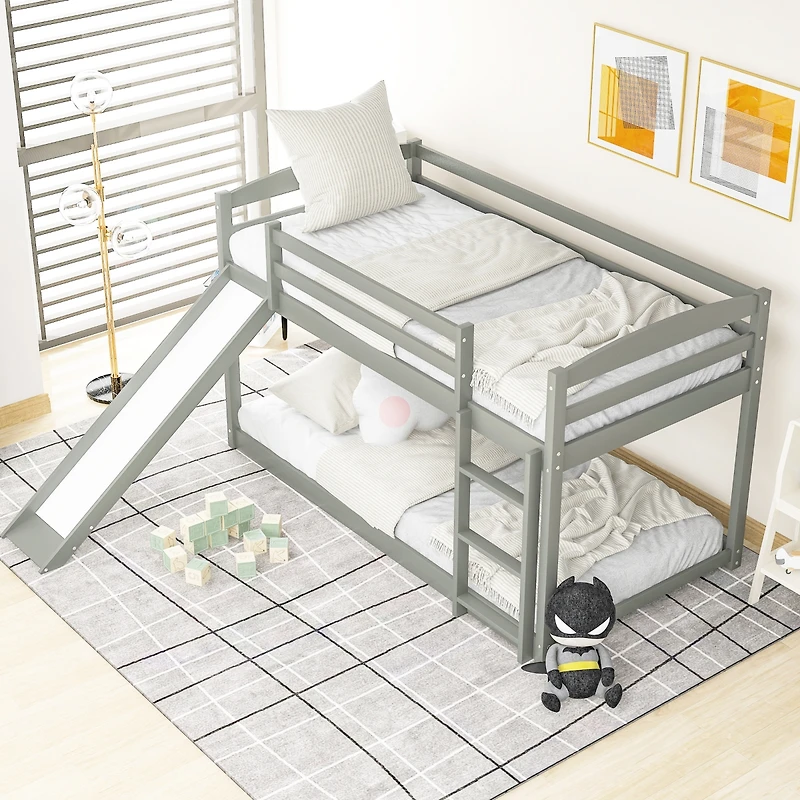 Streamdale Twin Over Bunk Bed With Convertible Slide And Ladder