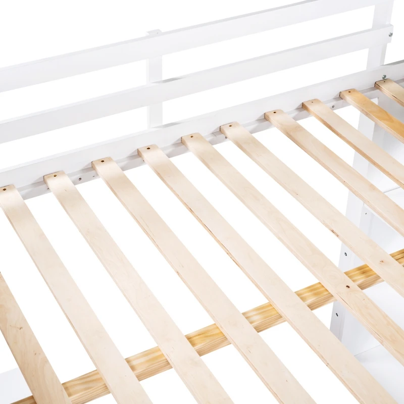 Streamdale Full Loft Bed With Ladder, Shelves, And Desk