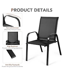 Gymax Set of 2 Patio Chairs Dining w/ Steel Frame Yard Outdoor Beige