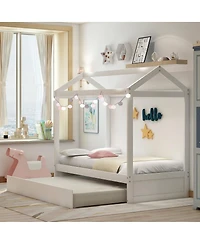 Simplie Fun House Bed With Trundle, Can Be Decorated Twin